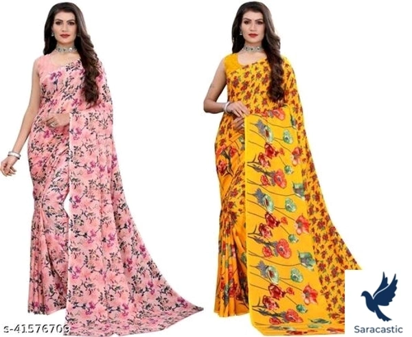 Trendy Georgett Women's Saree Combo - Free size