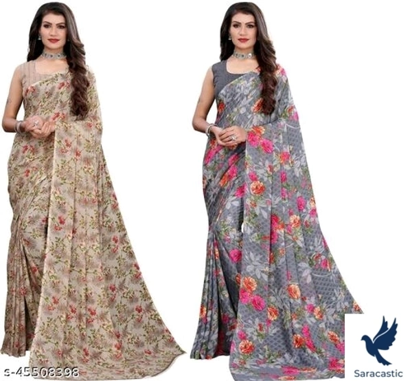Trendy Georgett Women's Saree Combo - Free size