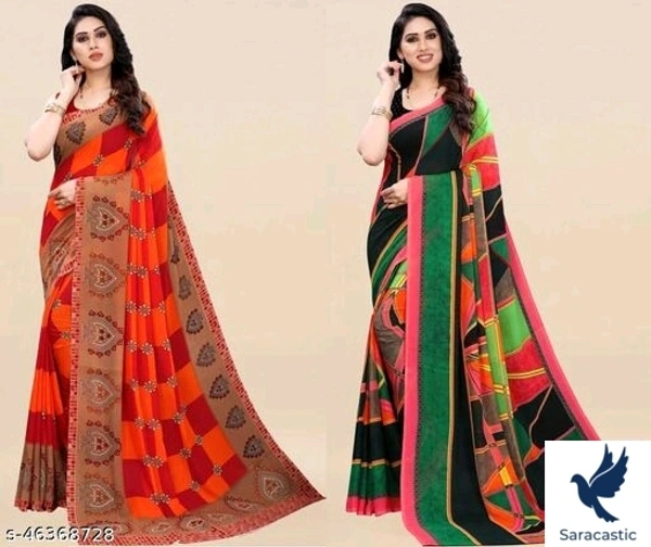 Trendy Georgett Women's Saree Combo - Free size 