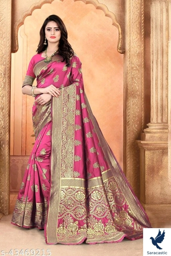 Attractive Banarashi Silk Saree (Trusted) - Pink, Fre size