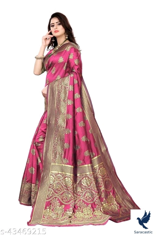 Attractive Banarashi Silk Saree (Trusted) - Pink, Fre size