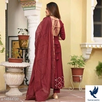 Go Srini Wine Colour Royal Kurti With Dupatta - onion, XL