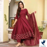 Go Srini Wine Colour Royal Kurti With Dupatta - Onion, XXL