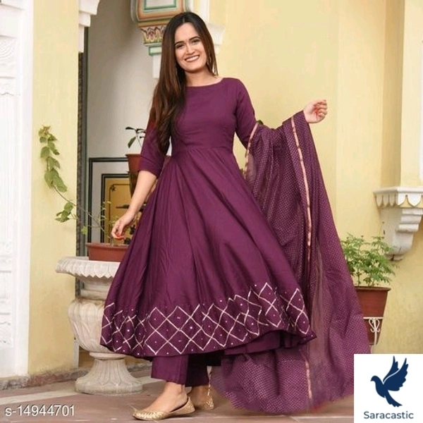 Go Srini Wine Colour Royal Kurti With Dupatta - Onion, XXL