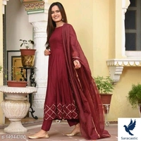 Go Srini Wine Colour Royal Kurti With Dupatta - Onion, XXL