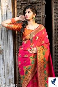 Banarasi Silk Saree - pink, Free size