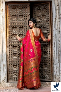 Banarasi Silk Saree - pink, Free size