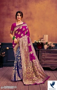 Attractive Soft Silk Saree - Red Green, Free size