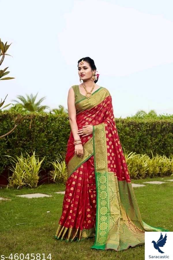 Kanzivaram Silk Saree Work Saree - Red, Free size