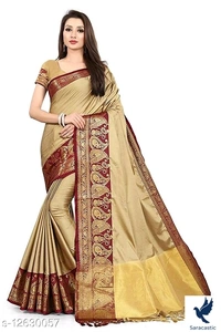 Attractive Cotton Silk Saree For Women - Cream