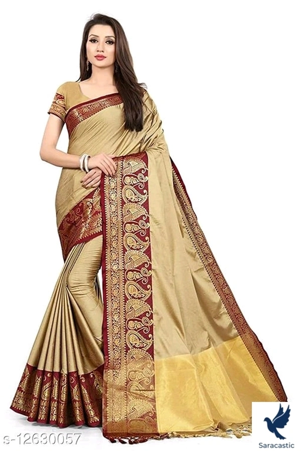Attractive Cotton Silk Saree For Women - Cream