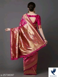 Beautiful Sik Blend Banarasi Saree - Heavy Blue, Free size
