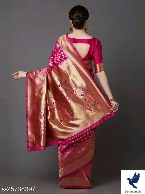 Beautiful Sik Blend Banarasi Saree - Heavy Blue, Free size