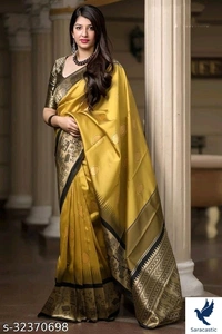 Beautiful Banarasi Silk Saree For Women - Free size