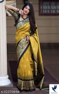 Beautiful Banarasi Silk Saree For Women - Free size