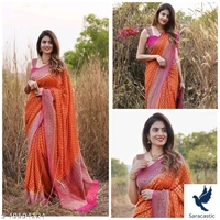 Trendy Banarasi Silk Saree For Women - Free size