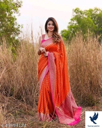 Trendy Banarasi Silk Saree For Women - Free size