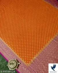 Trendy Banarasi Silk Saree For Women - Free size