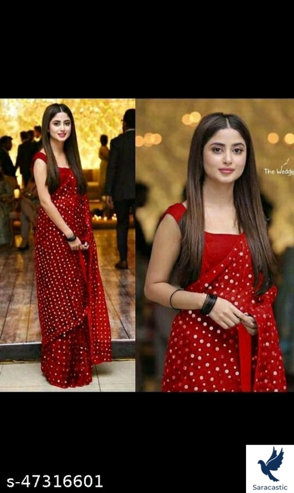 Laxmipati Georgette Saree  - Red , Free size