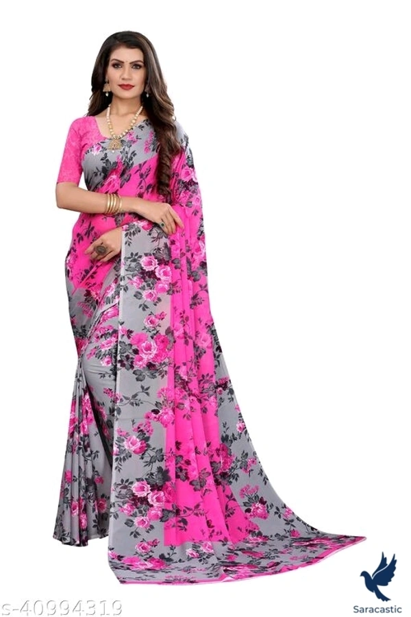Lovely Georgett Saree With Blouse Piece - Free size