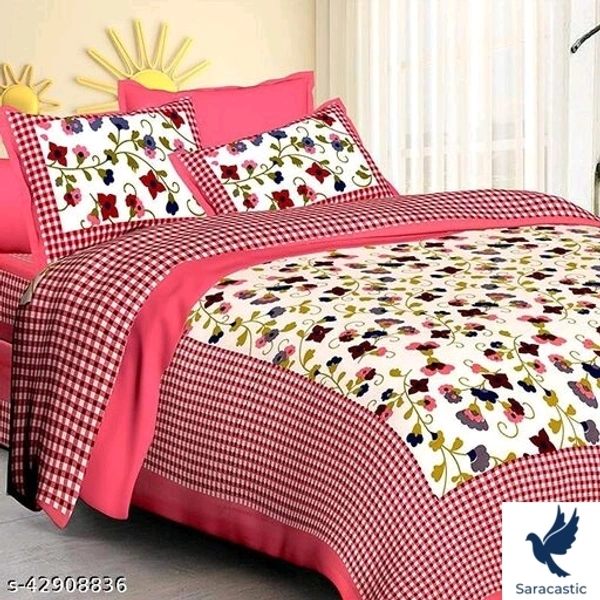 Beautiful Attractive Bedsheet Cotton - pink, Queen