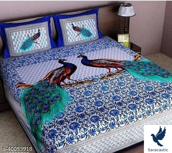 Attractive Cotton Bedsheet Mor Peacock - Queen
