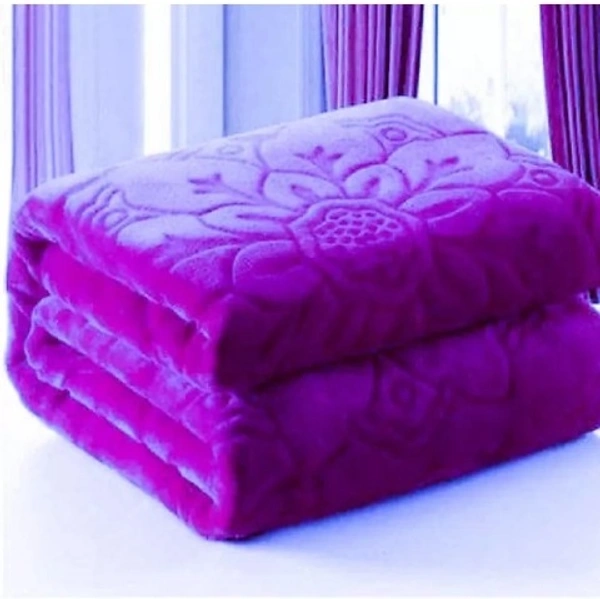 AUBRON self Design Double Mink Blanket (Fur,Wine) - mink, Double Bed