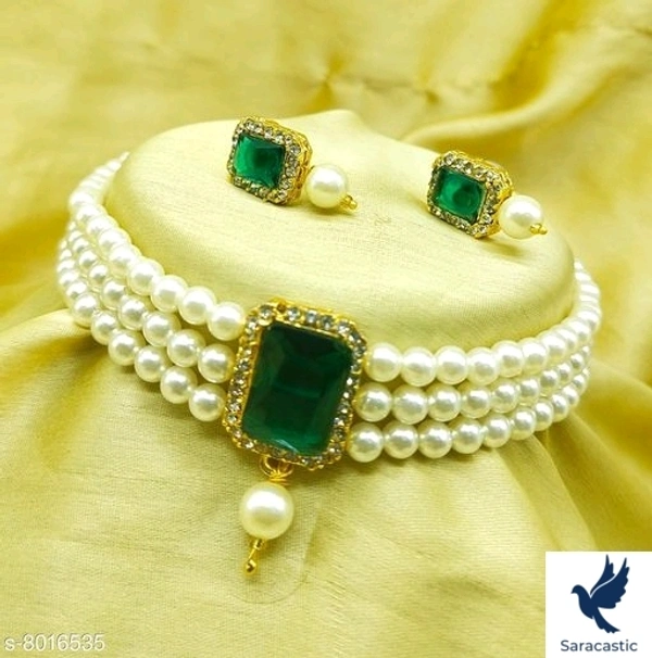 S.k Creation Beautiful Jewellery Set - Green, Free size