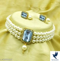 S.k Creation Beautiful Jewellery Set - Green, Free size