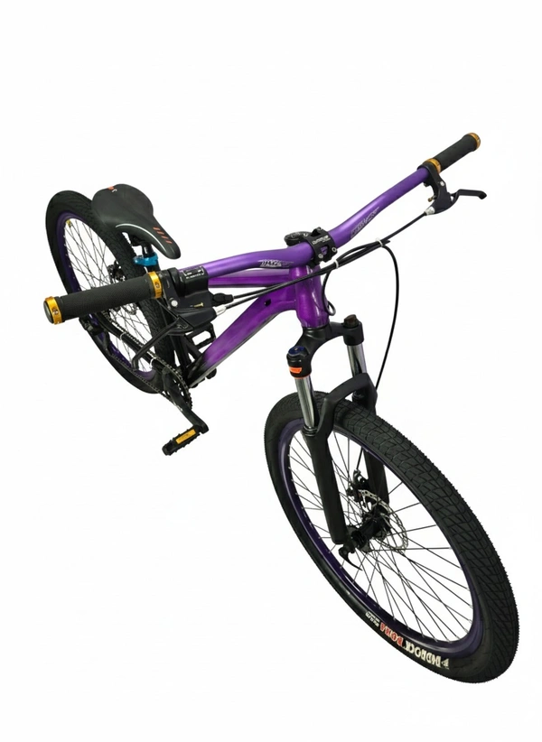 Custom Build mtb stunt cycle purple and black combination with Alloy-steel body