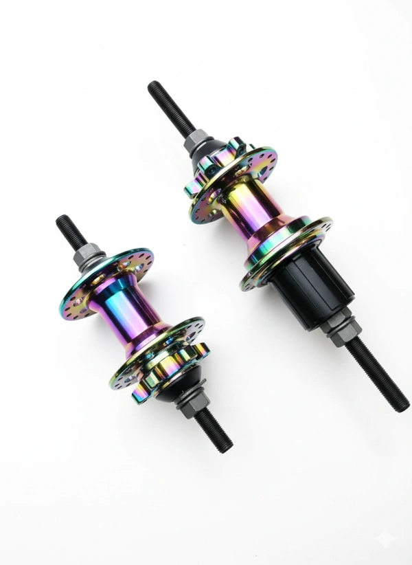 Rainbow MTB cassette sound hub custom build for loud noise Inbuild 10' axle company fitted.