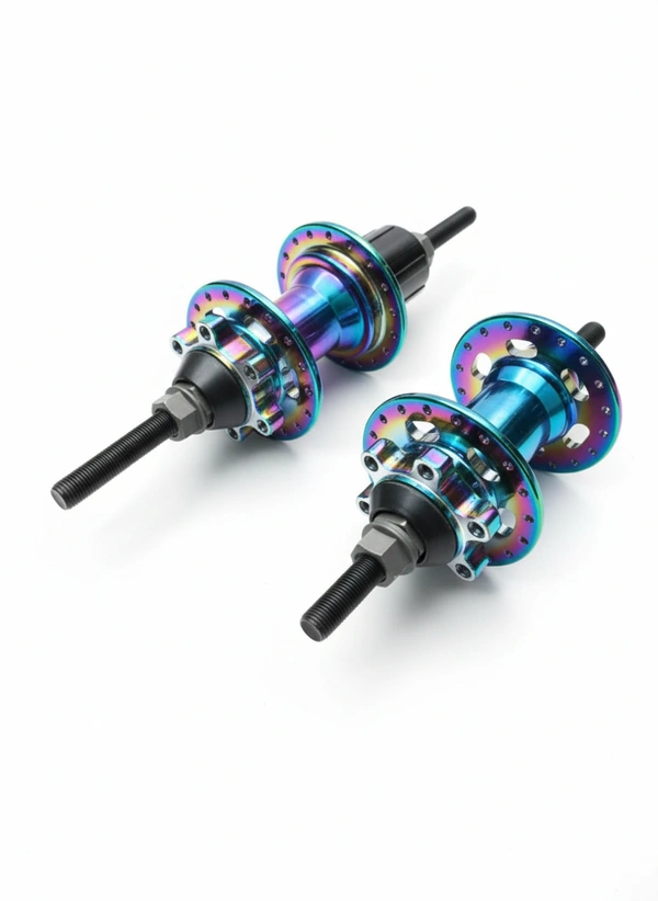 Rainbow MTB cassette sound hub custom build for loud noise Inbuild 10' axle company fitted.