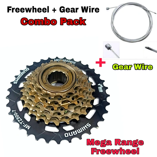 Shimano 7 Speed  Mega range Freewheel  with Gear Cable Ineer Wire.