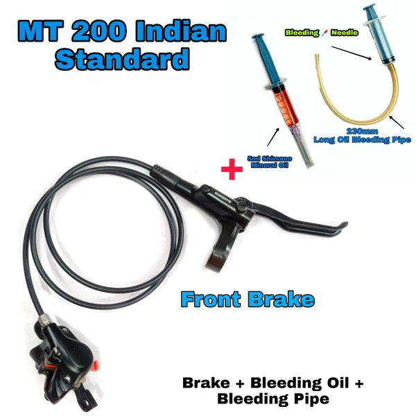 Shimano MT200 Hydraulic Disc Brake Front Only (Indian Standard) With Bleeding Oil And Bleeding Pipe 230mm