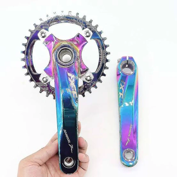 IXF MTB Crankset 104BCD Bike Crank 170mm Snail Chainring  rainbow oil slick 1  speed (1x )hollowtech