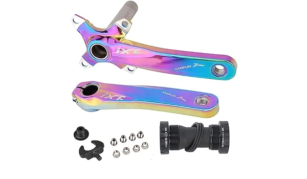 IXF MTB Crankset 104BCD Bike Crank 170mm Snail Chainring  rainbow oil slick 1  speed (1x )hollowtech