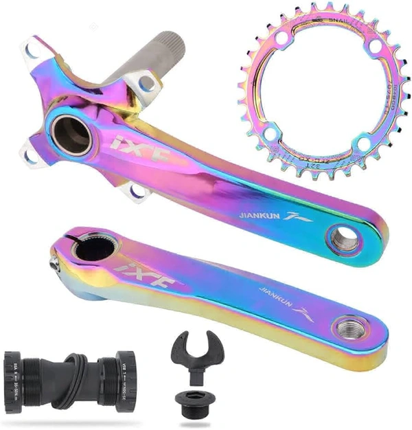 IXF MTB Crankset 104BCD Bike Crank 170mm Snail Chainring  rainbow oil slick 1  speed (1x )hollowtech