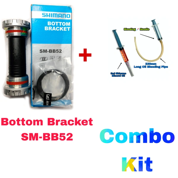 SHIMANO SM-BB52 DEORE 2-PIECE BOTTOM BRACKET COMBO KIT WITH 5ML BLEEDING SHIMANO OIL AND 5 ML BLEEDING PIPE.