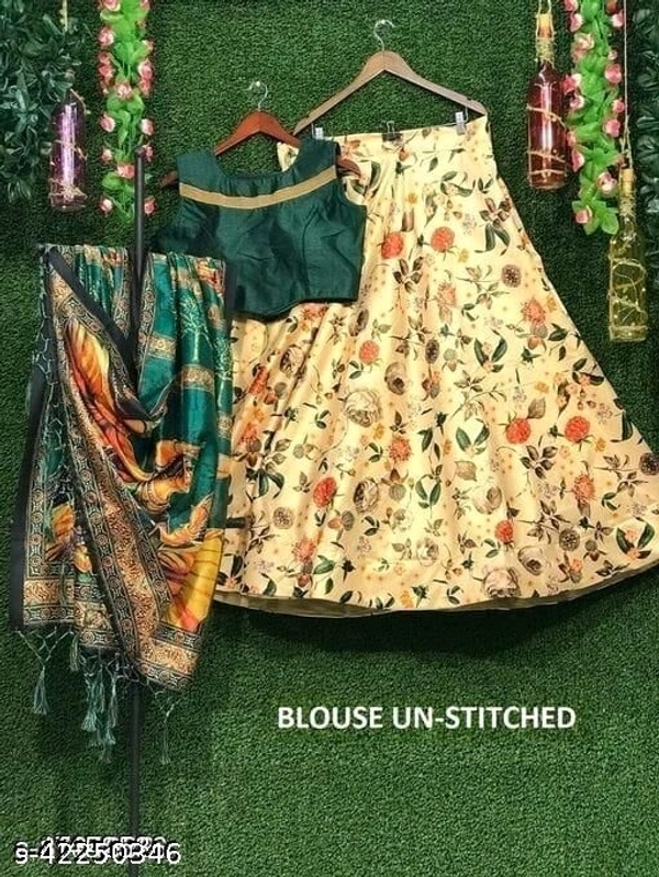 Abhisarika Lehenga Semi stitched - Multicolored, Lehenga Waist Size: 42 in, Lehenga Length Size: 42 in, Duppatta Length Size: 2.2 in) 