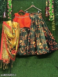Abhisarika Lehenga Semi stitched - Multicolored, Lehenga Waist Size: 42 in, Lehenga Length Size: 42 in, Duppatta Length Size: 2.2 in) 