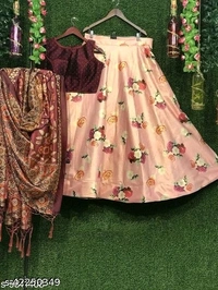 Abhisarika Lehenga Semi stitched - Multicolored, Lehenga Waist Size: 42 in, Lehenga Length Size: 42 in, Duppatta Length Size: 2.2 in) 