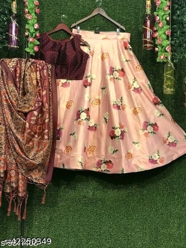Abhisarika Lehenga Semi stitched - Multicolored, Lehenga Waist Size: 42 in, Lehenga Length Size: 42 in, Duppatta Length Size: 2.2 in) 