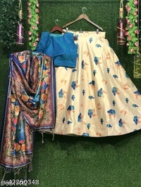 Abhisarika Lehenga Semi stitched - Multicolored, Lehenga Waist Size: 42 in, Lehenga Length Size: 42 in, Duppatta Length Size: 2.2 in) 