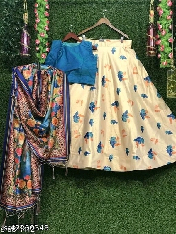 Abhisarika Lehenga Semi stitched - Multicolored, Lehenga Waist Size: 42 in, Lehenga Length Size: 42 in, Duppatta Length Size: 2.2 in) 