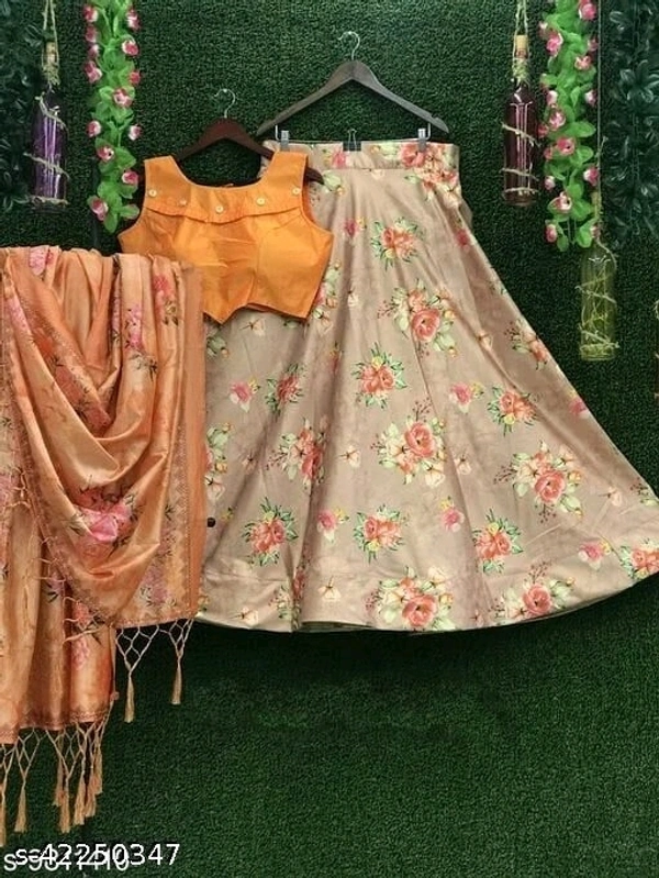 Abhisarika Lehenga Semi stitched - Multicolored, Lehenga Waist Size: 42 in, Lehenga Length Size: 42 in, Duppatta Length Size: 2.2 in) 