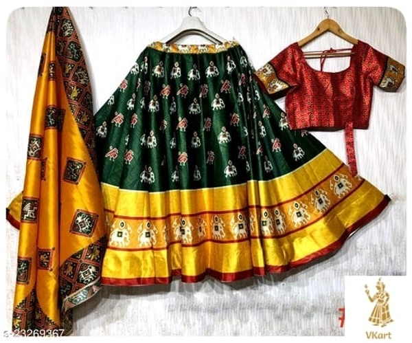 Jivika Women's lehenga Set - 44 in, Green-Yellow