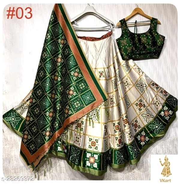 Jivika Women's lehenga Set - 44 in, Silk White- Green