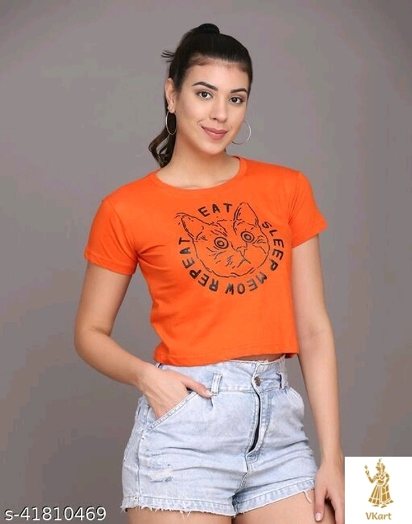 CROP Top Women's Crop Tops - Orange, XL