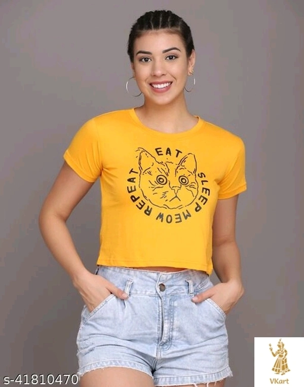 CROP Top Women's Crop Tops - Yellow, XS
