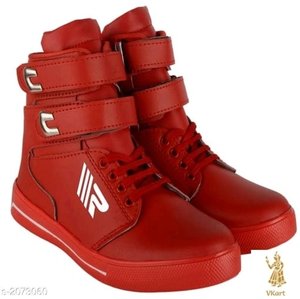High Ankle Men's Shoes - Red, IND-10